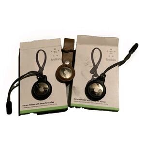 Apple AirTag MX532LL/A A2187 Bundle 3pk + Cases Belkin & Leather
